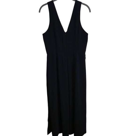 Club Monaco Navy Crop Slit Leg V Neck Jumpsuit No Belt Size 8 - Picture 3 of 8